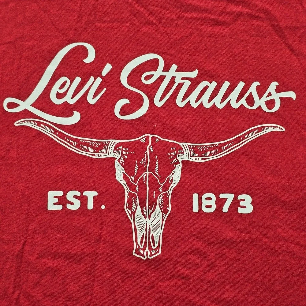 Levi Strauss Longhorn Red Short Sleeve Standard Fit Cotton T-Shirt Men's M